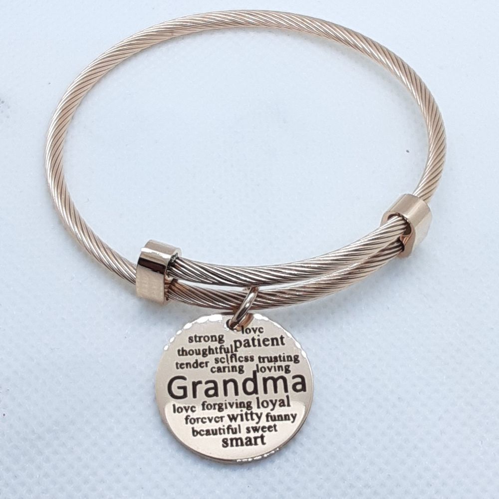 14k Rose Gold-Plated 'Grandma' Adjustable Bangle